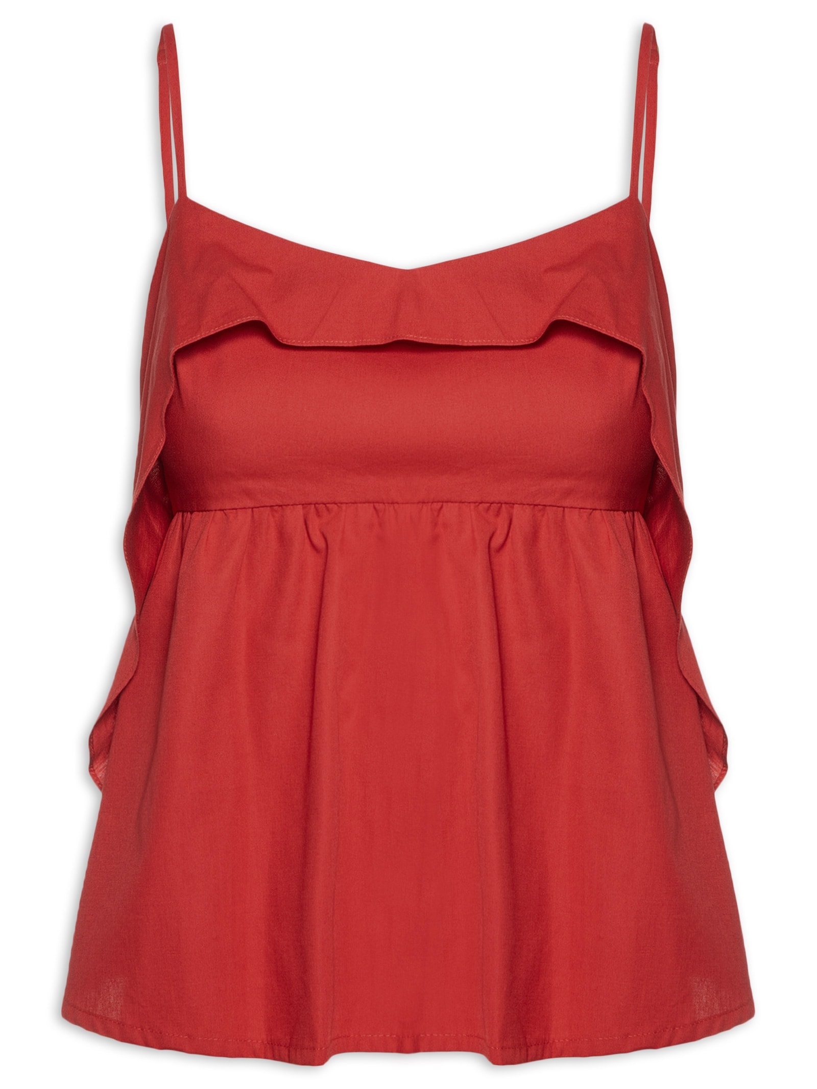 Blusa Feminina Algodão Pala Babados Vermelho Dress To