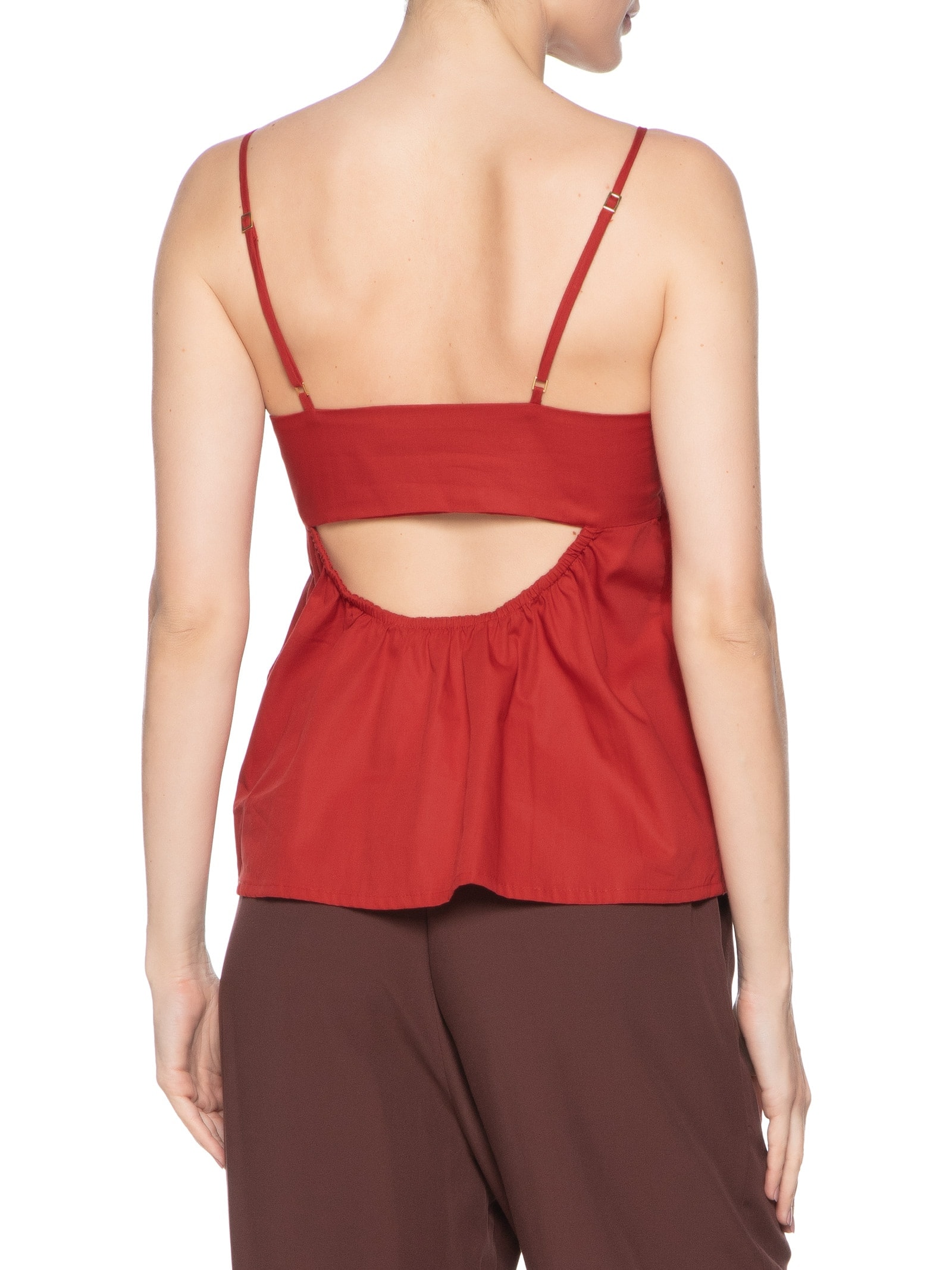 Blusa Feminina Algodão Pala Babados Vermelho Dress To