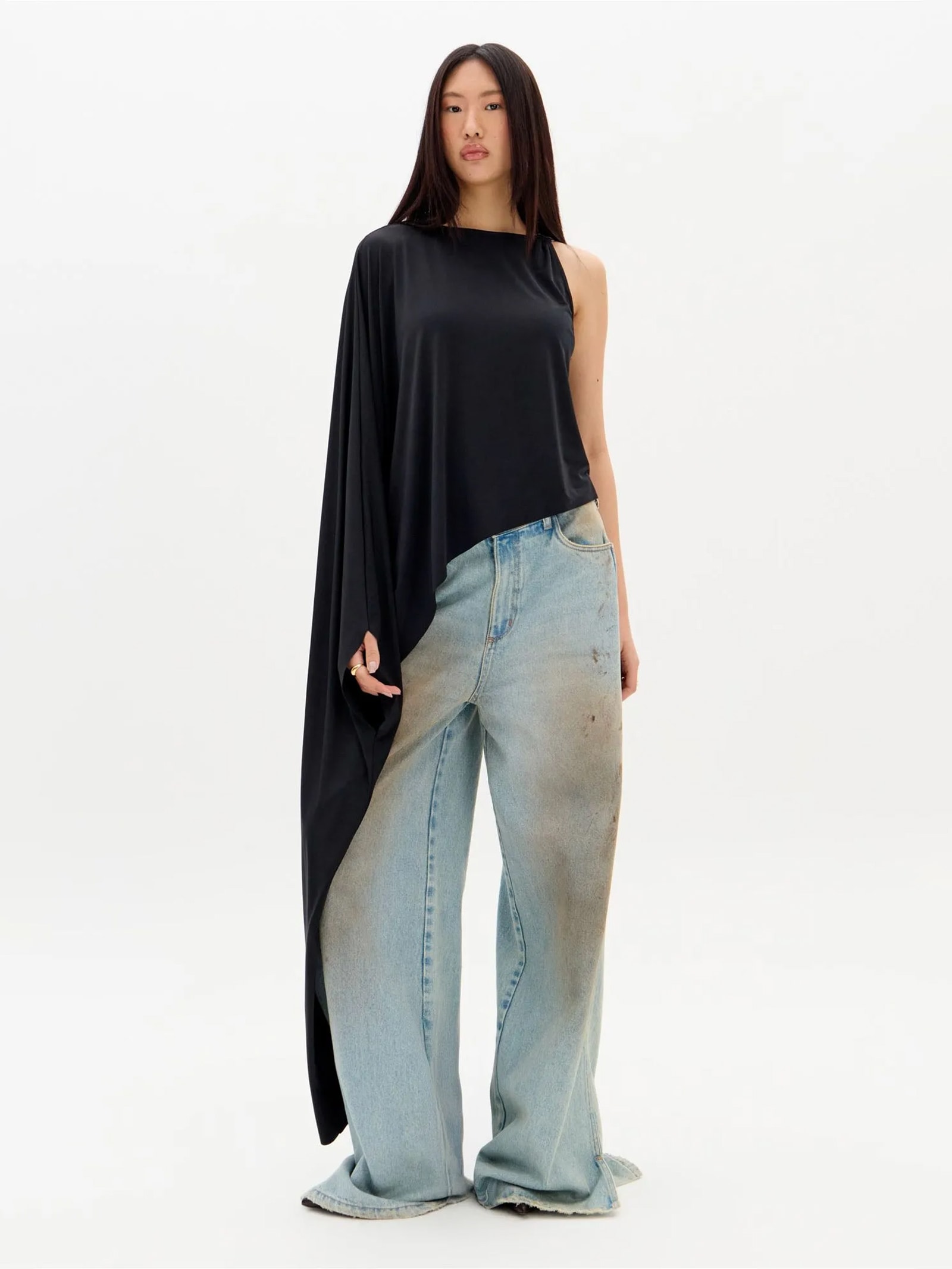 Blusa Feminina Alongada Assimétrica Preto My Favorite