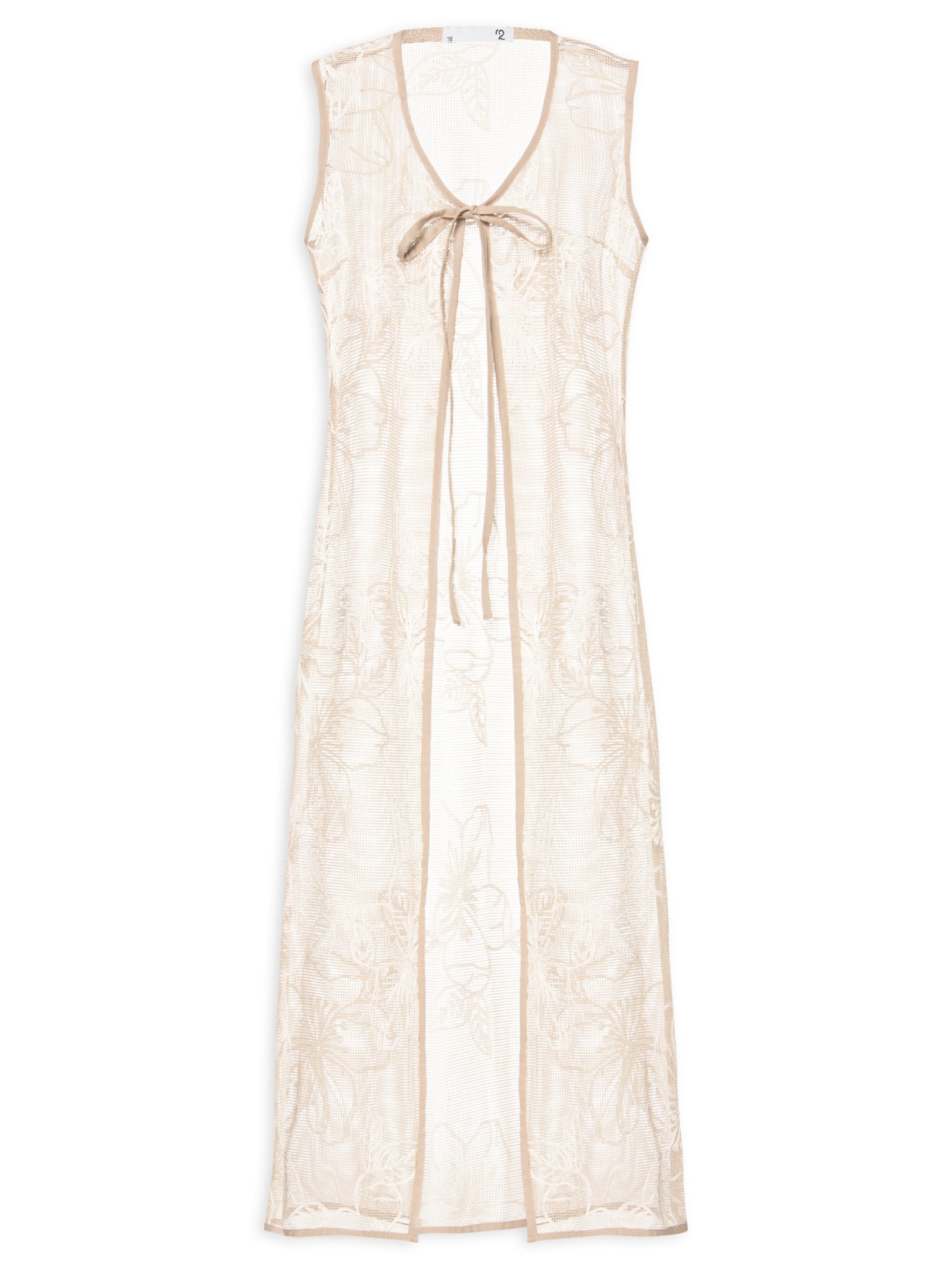 Blusa Feminina Alongada Com Abertura Bege '2Essential