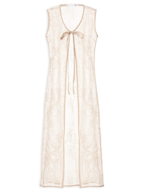 Blusa Feminina Alongada Com Abertura – Bege