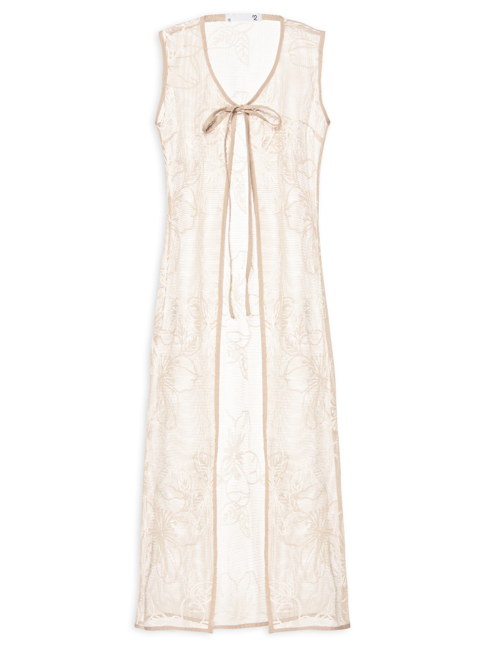 Blusa Feminina Alongada Com Abertura Bege '2Essential