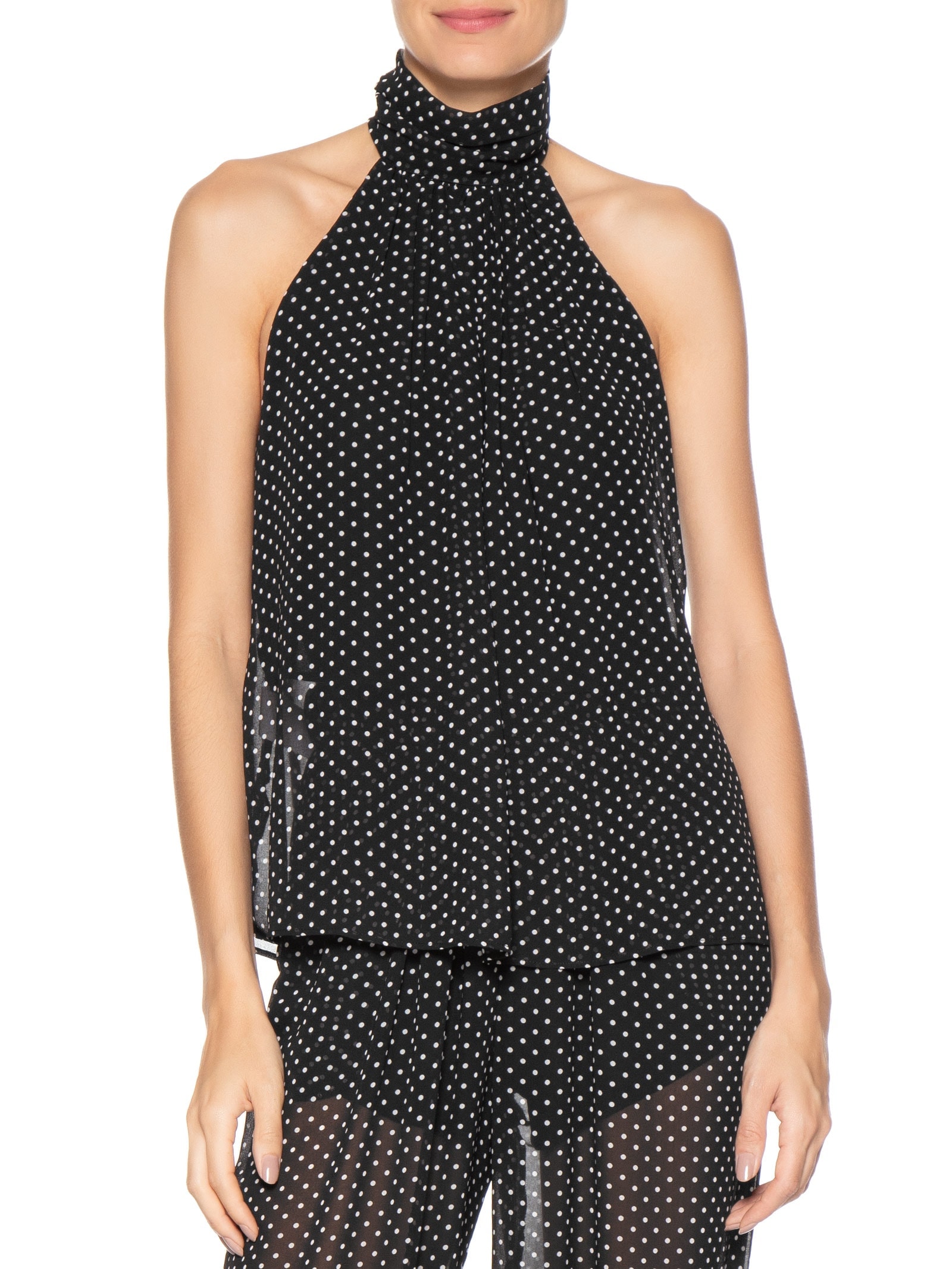 Blusa Feminina Alongada Com Decote Halter Preto '2Essential