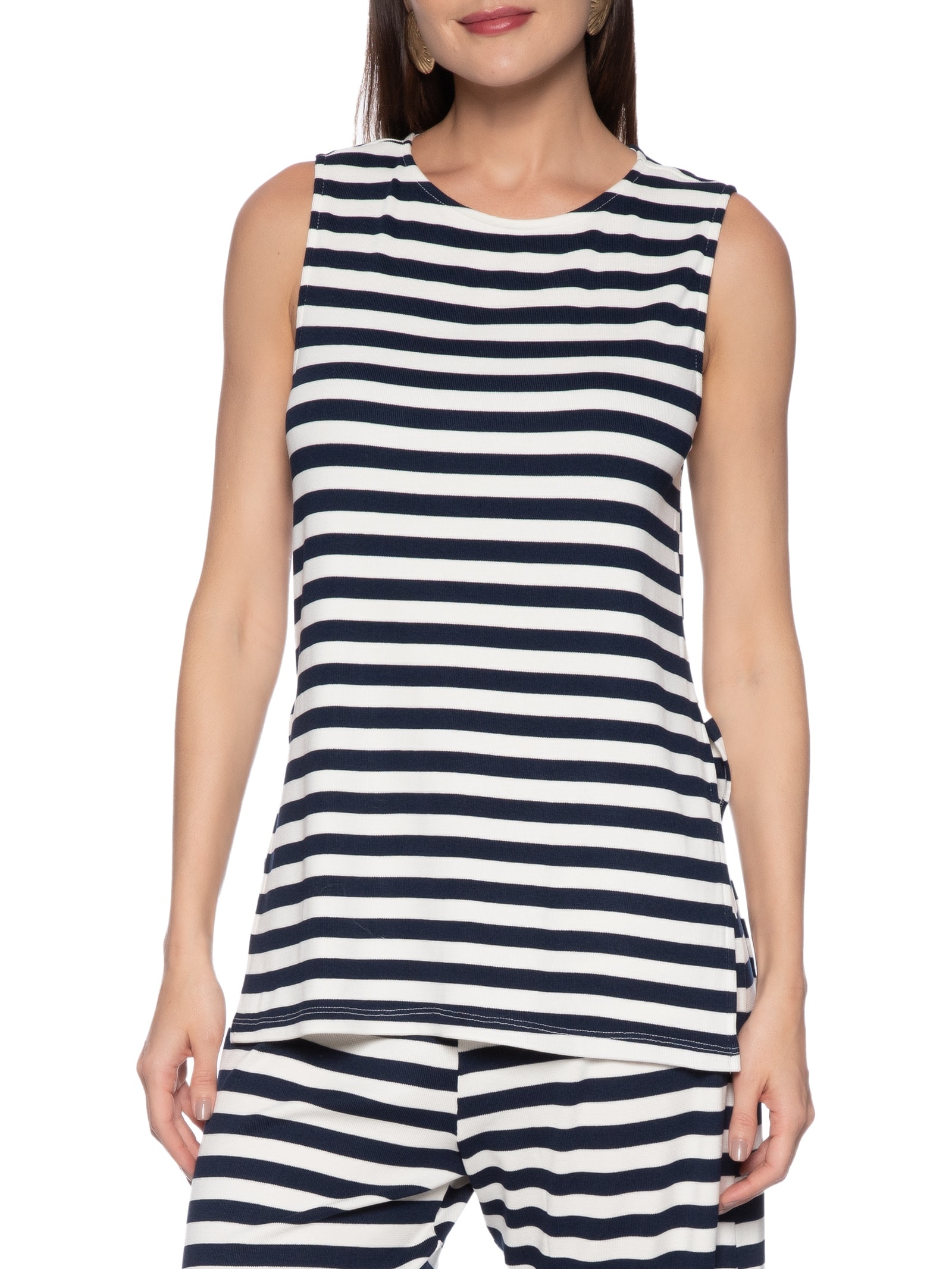 Blusa Feminina Alongada Com Fenda Azul My Favorite