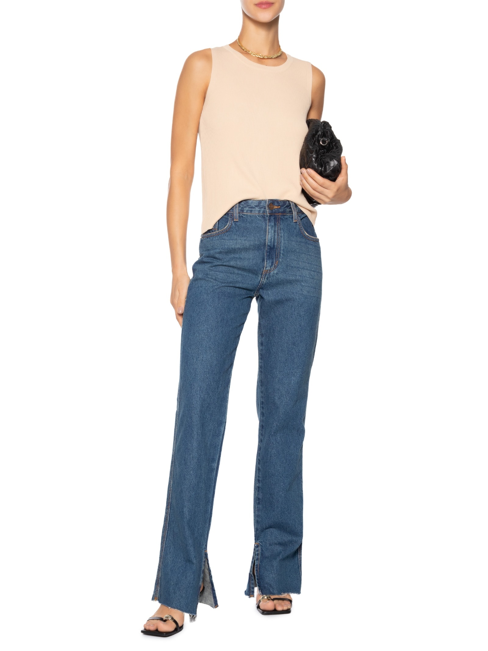 Blusa Feminina Alongada Em Tricot Bege '2Essential