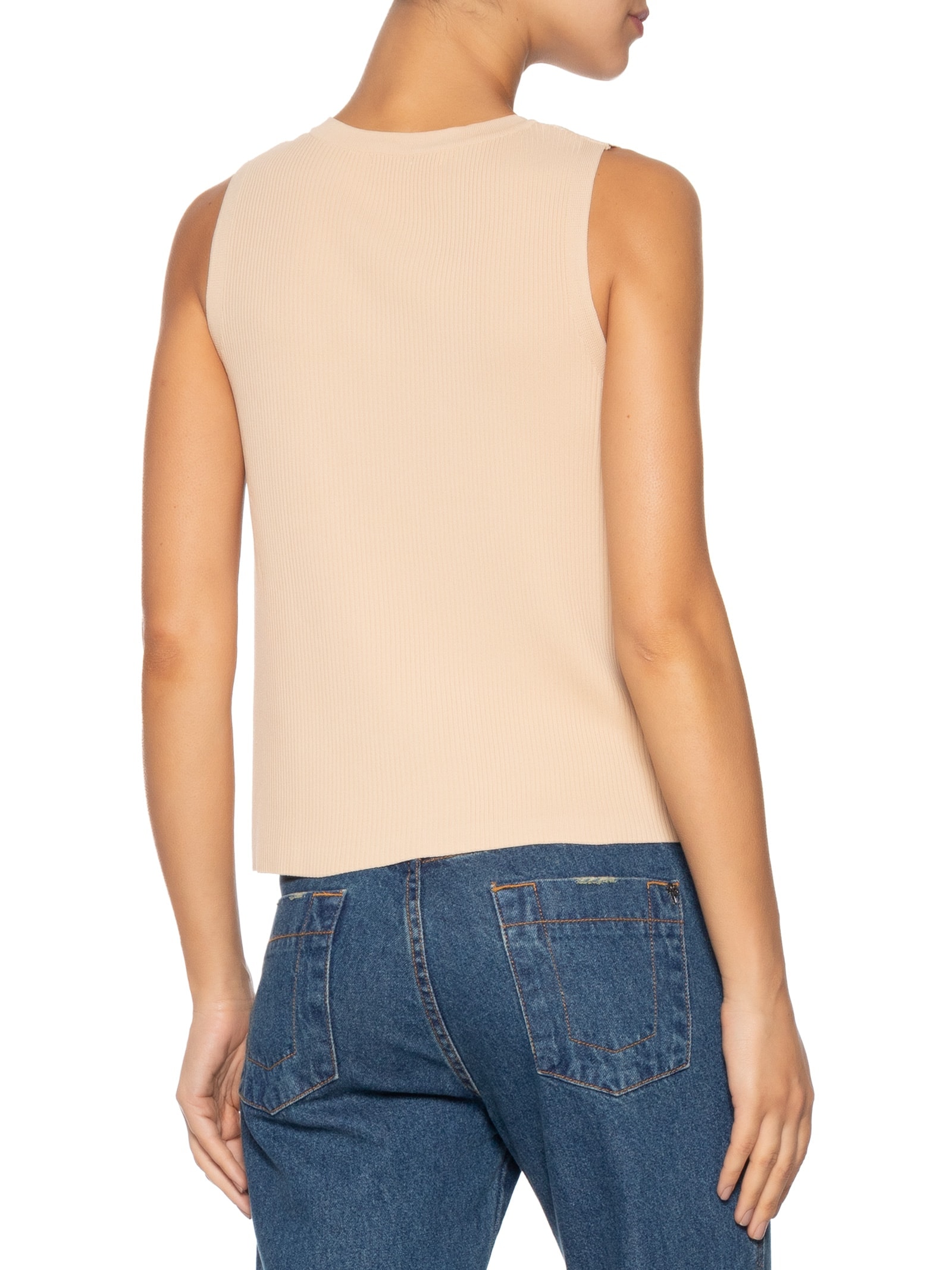 Blusa Feminina Alongada Em Tricot Bege '2Essential