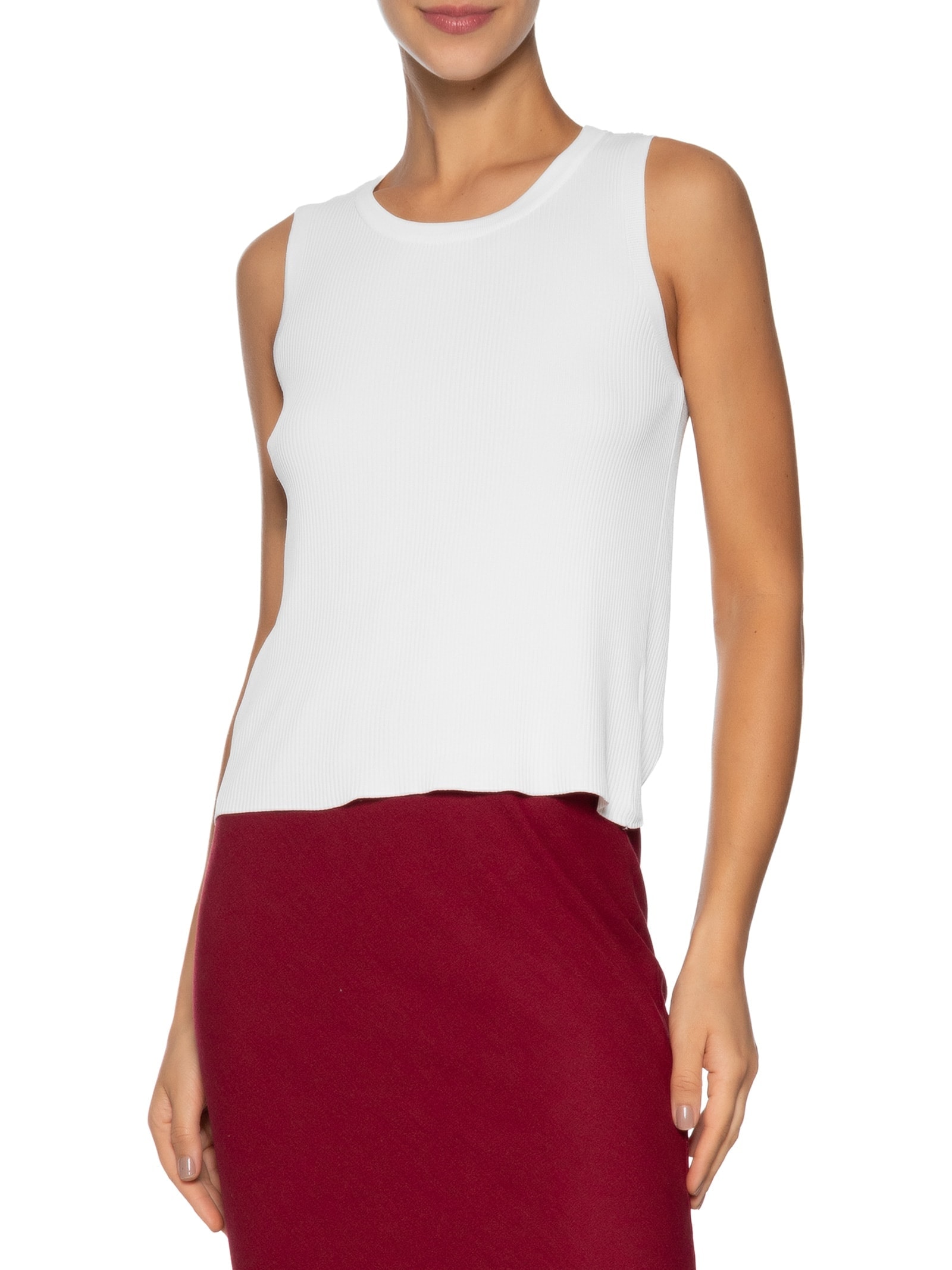Blusa Feminina Alongada Em Tricot Branco '2Essential