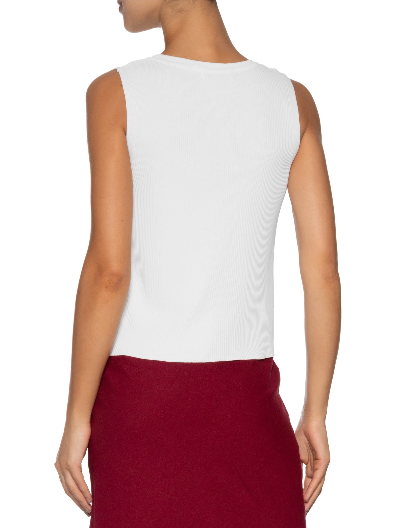 Blusa Feminina Alongada Em Tricot Branco '2Essential
