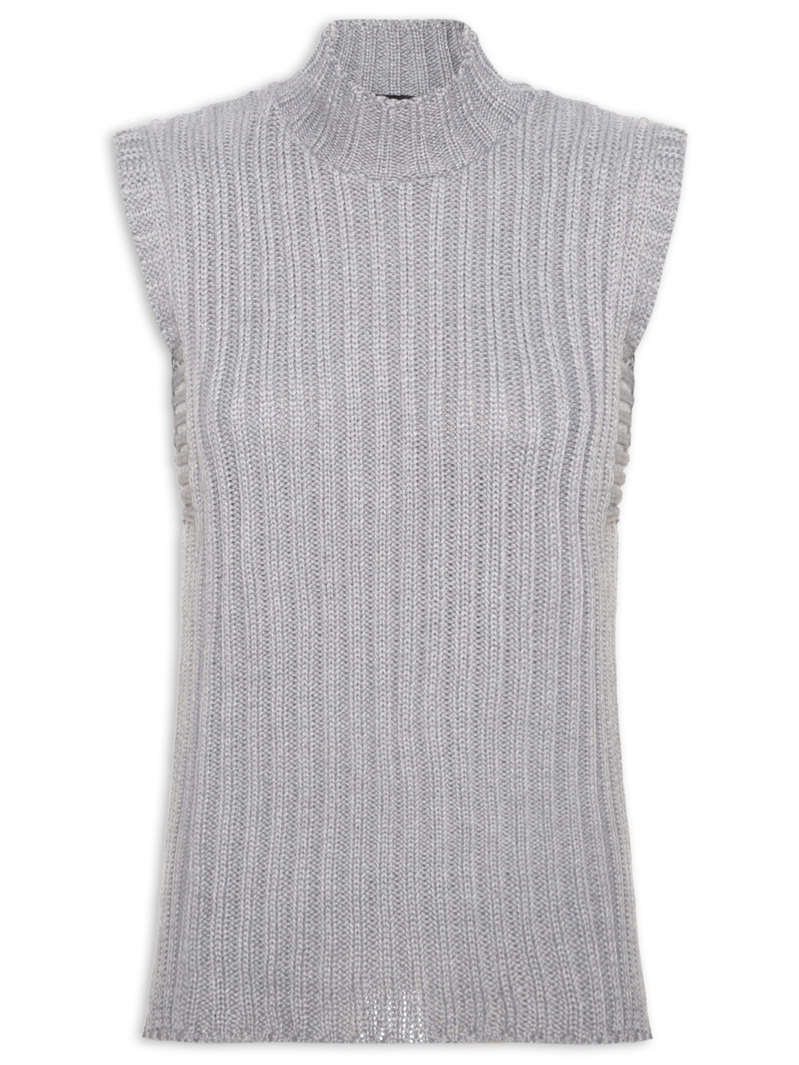 Blusa Feminina Alongada Em Tricot Cinza Market 33