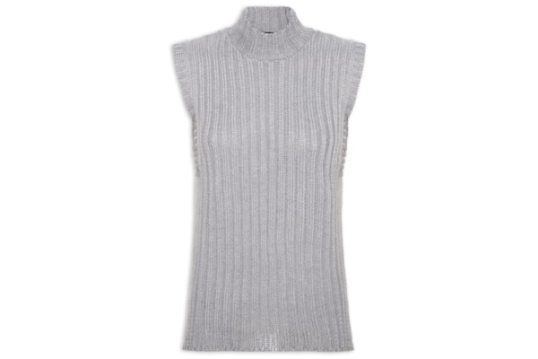 Blusa Feminina Alongada Em Tricot - Cinza