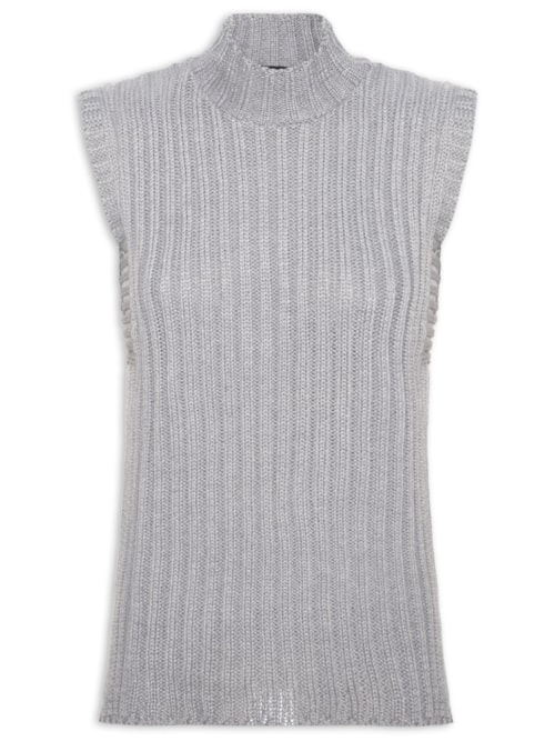 Blusa Feminina Alongada Em Tricot – Cinza