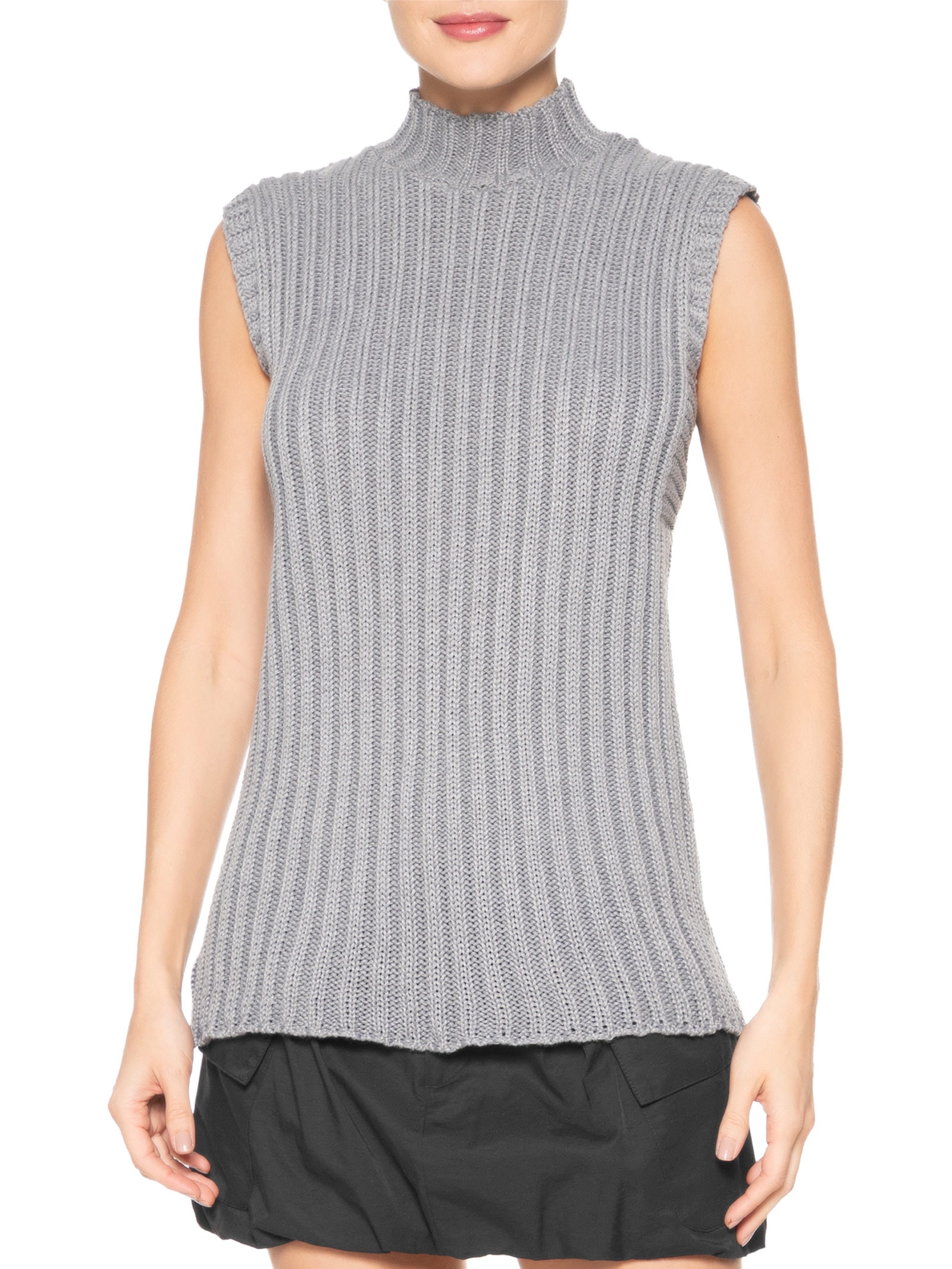 Blusa Feminina Alongada Em Tricot Cinza Market 33