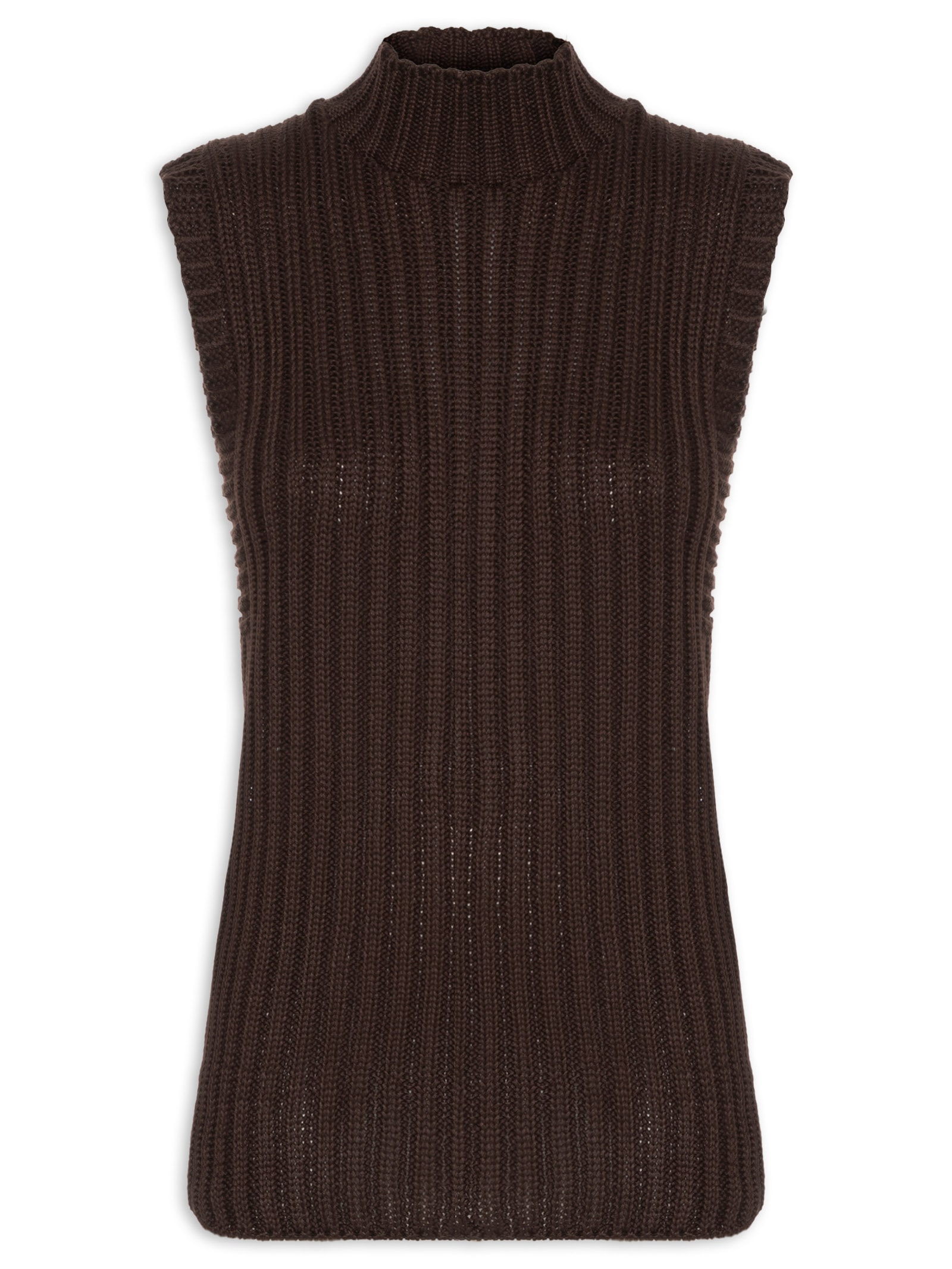 Blusa Feminina Alongada Em Tricot Marrom Market 33