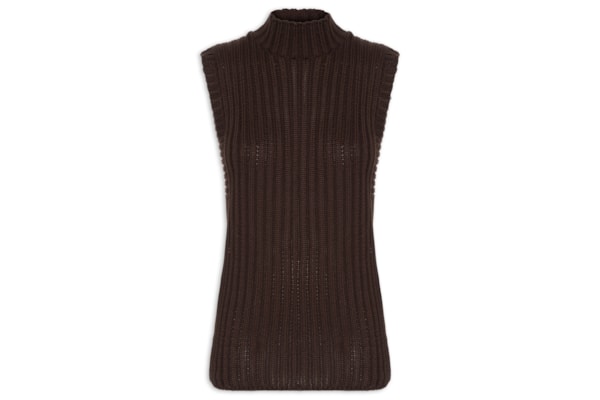 Blusa Feminina Alongada Em Tricot - Marrom