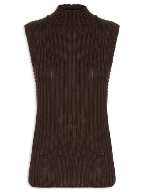 Blusa Feminina Alongada Em Tricot – Marrom