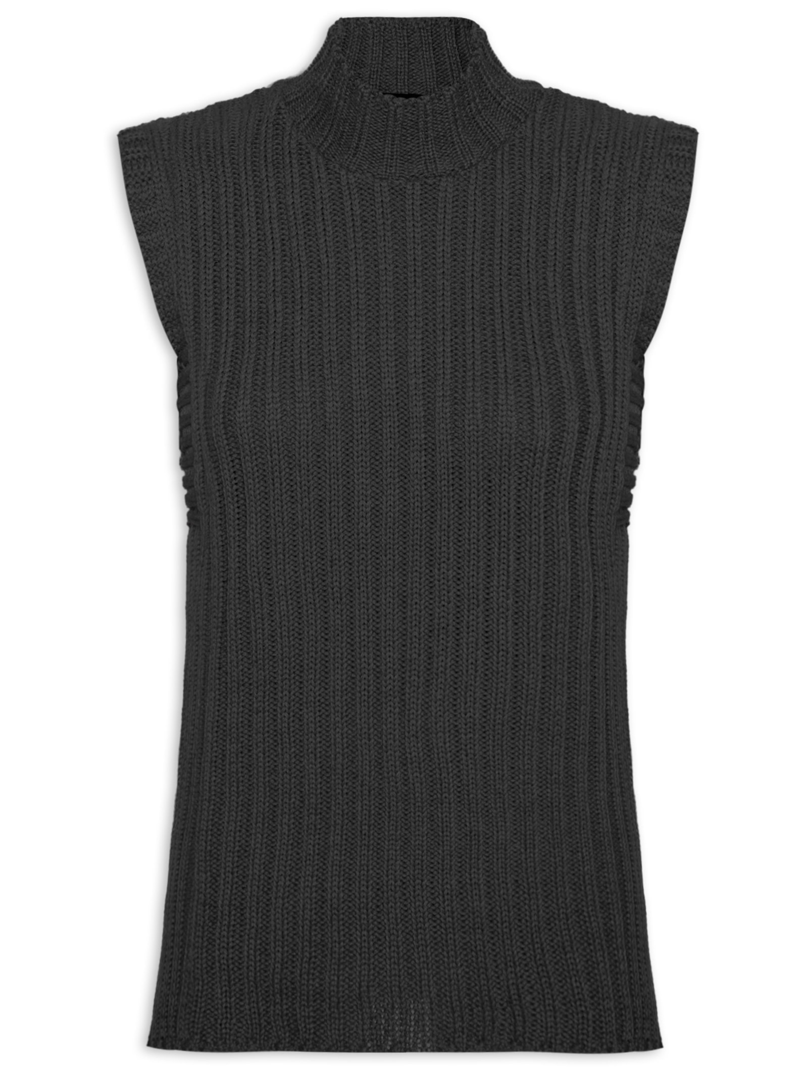 Blusa Feminina Alongada Em Tricot Preto Market 33