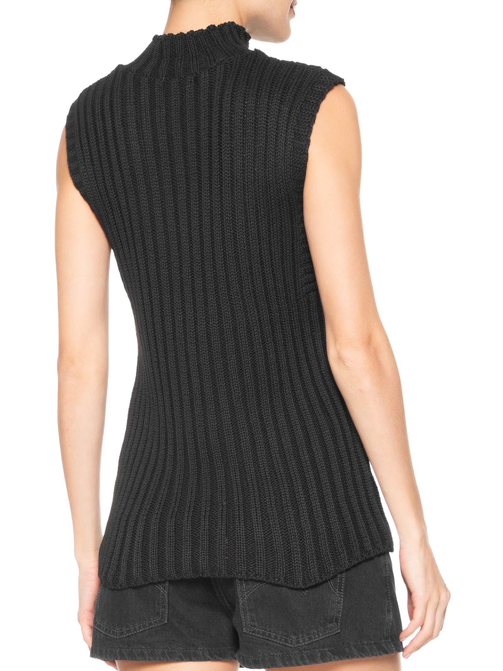 Blusa Feminina Alongada Em Tricot Preto Market 33
