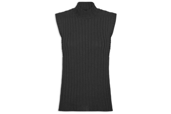 Blusa Feminina Alongada Em Tricot - Preto