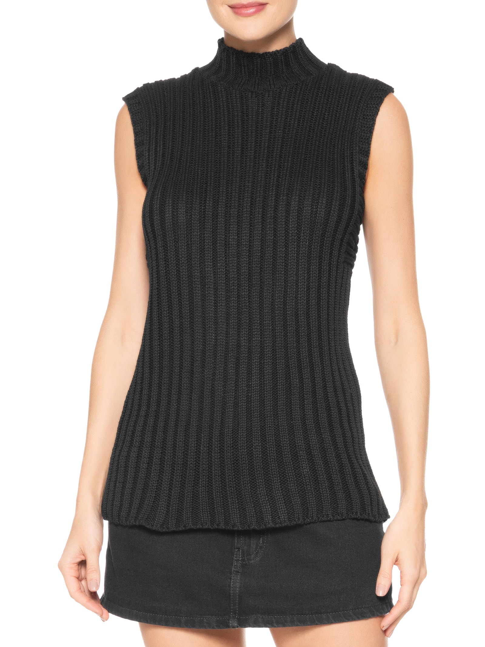 Blusa Feminina Alongada Em Tricot Preto Market 33