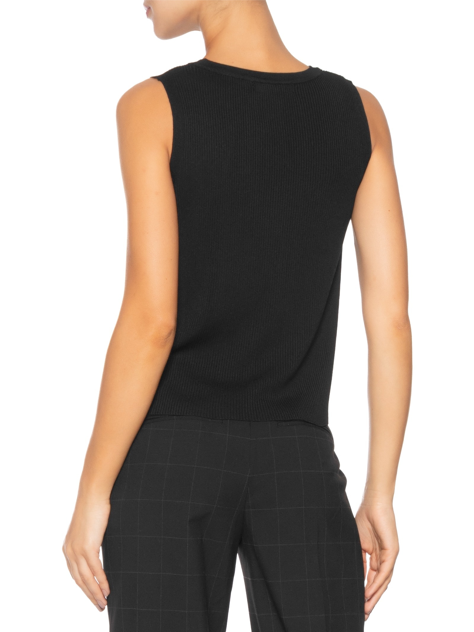 Blusa Feminina Alongada Em Tricot Preto '2Essential