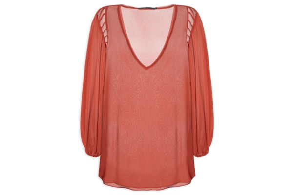 Blusa Feminina Alongada Ggt Metais - Vermelho