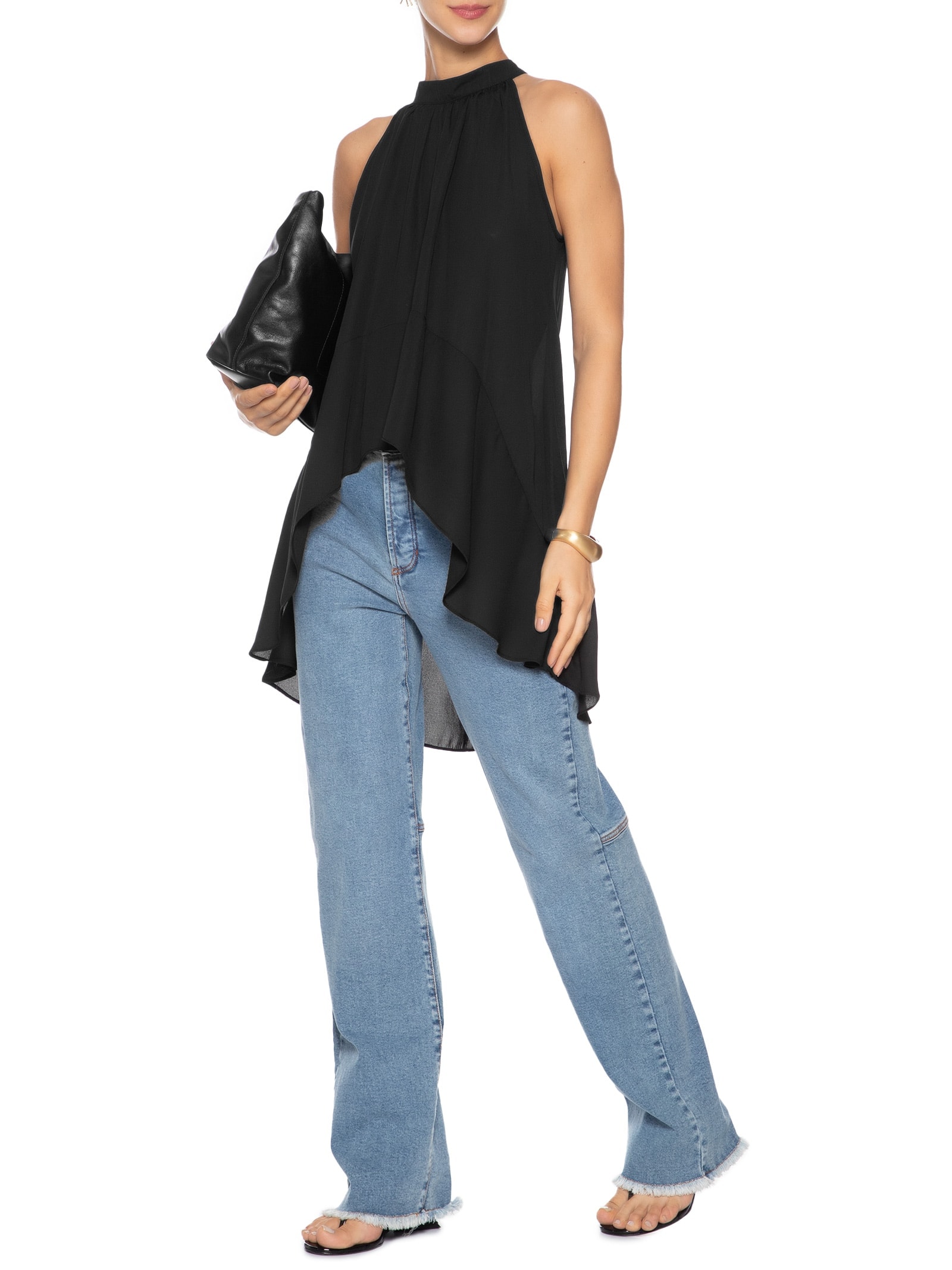 Blusa Feminina Alongada Preto Market 33