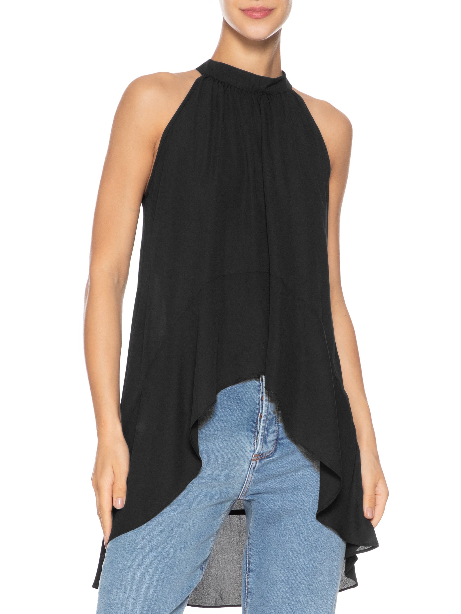 Blusa Feminina Alongada Preto Market 33