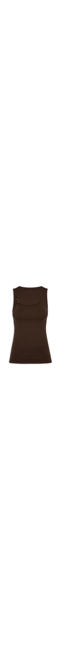 Blusa Feminina Alongada Sem Manga Canelada - Marrom