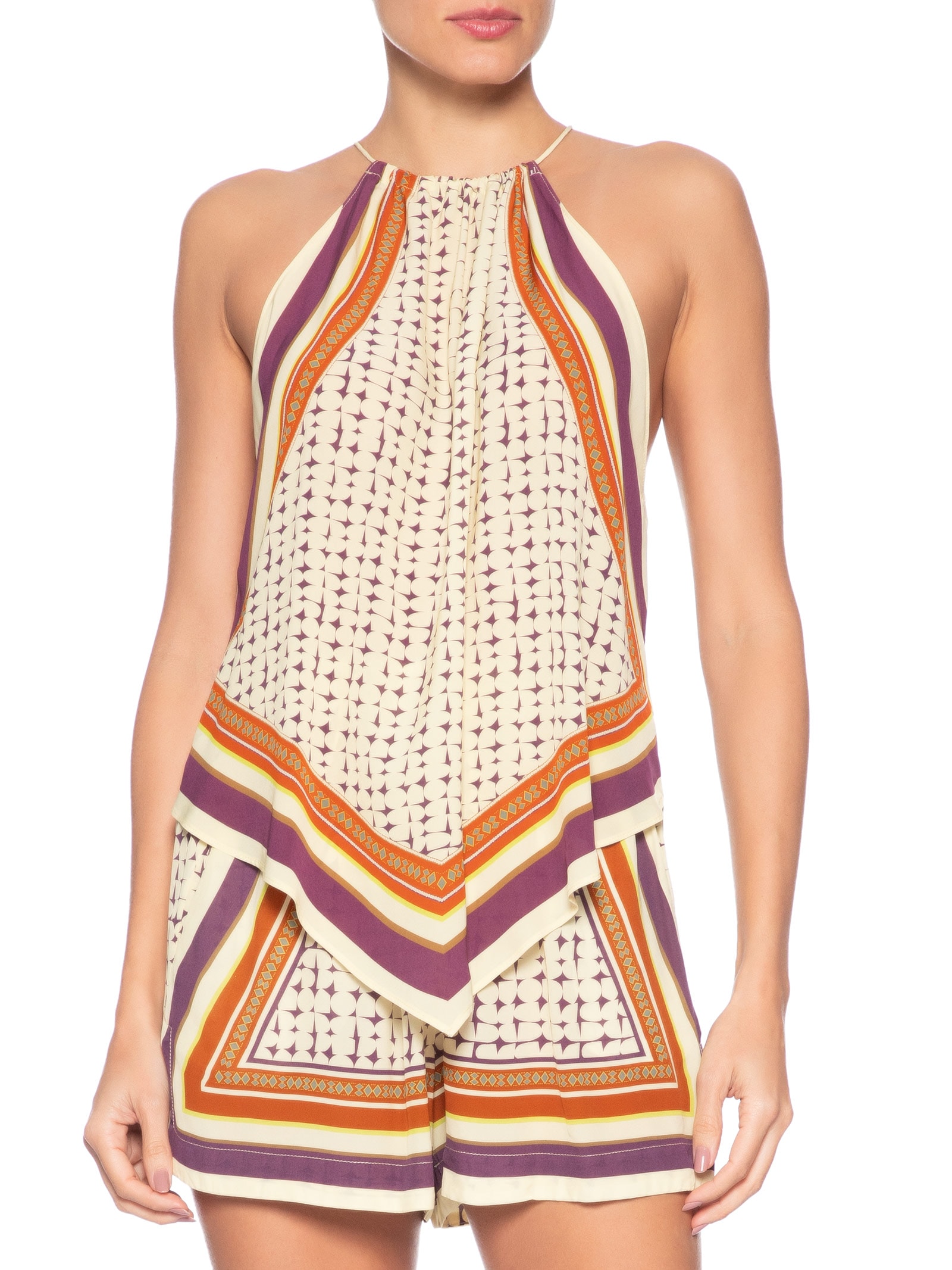 Blusa Feminina Amarração Lenço Cobogó Bege Animale