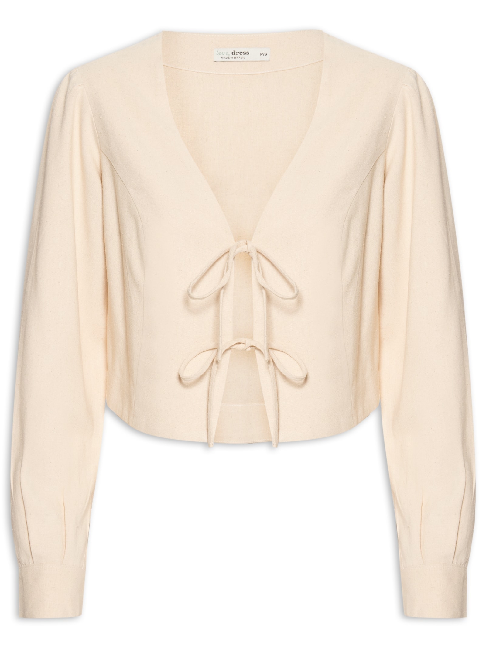 Blusa Feminina Amarrações Linho Bege Dress To