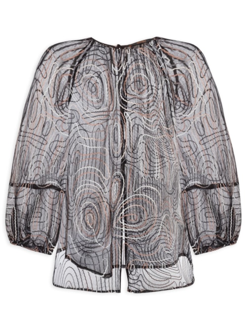 Blusa Feminina Ampla Bordada – Preto