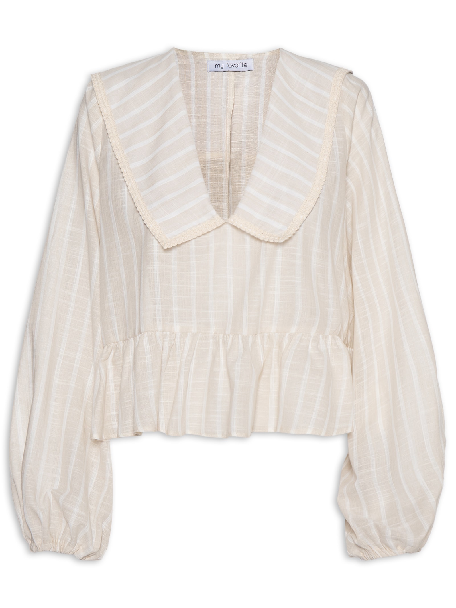 Blusa Feminina Ampla Manga Longa Bege My Favorite