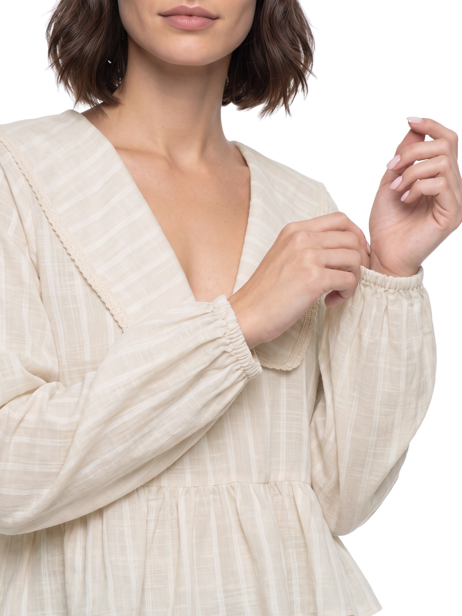Blusa Feminina Ampla Manga Longa Bege My Favorite
