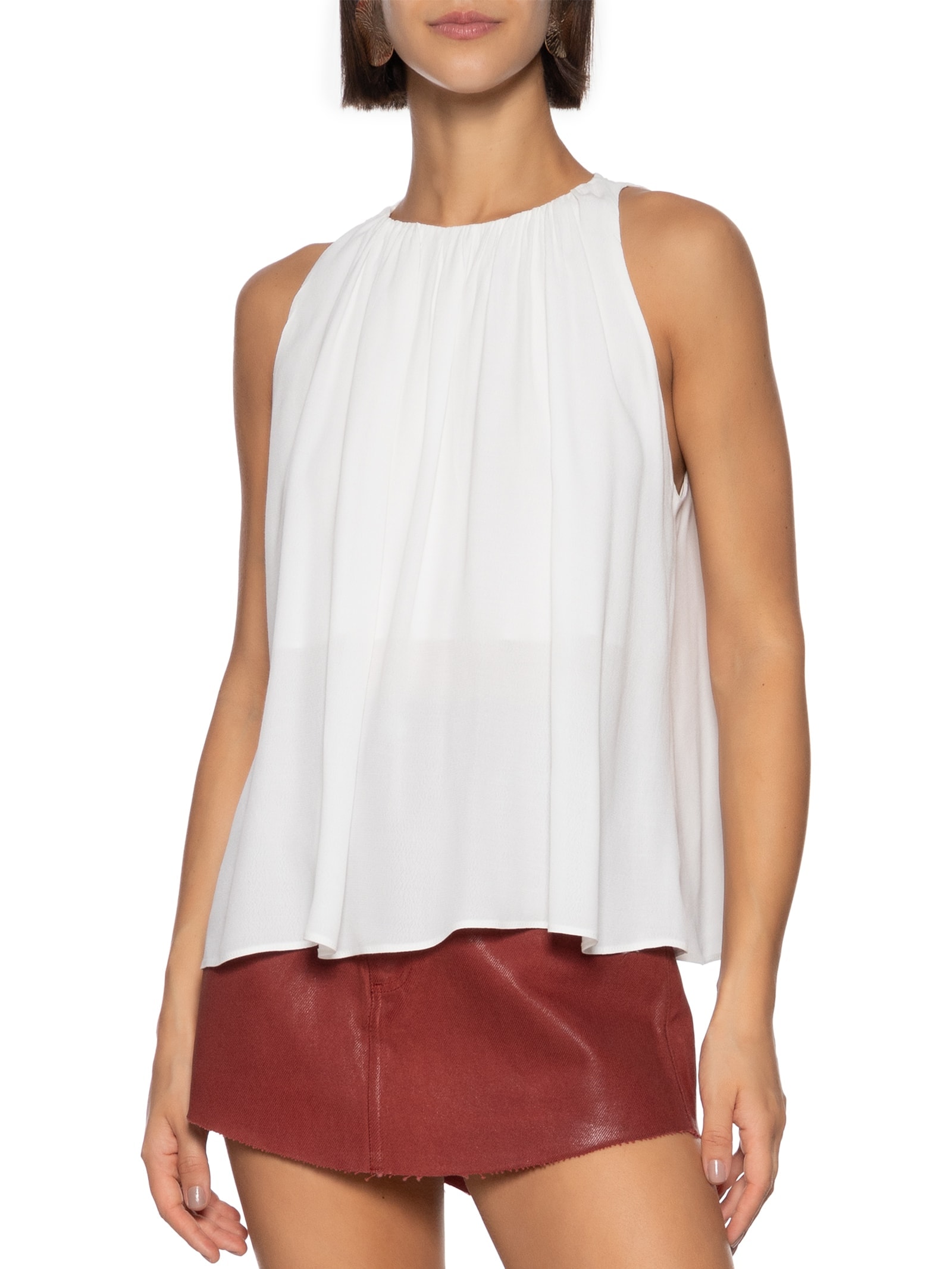 Blusa Feminina Ampla Sem Manga Branco Lança Perfume