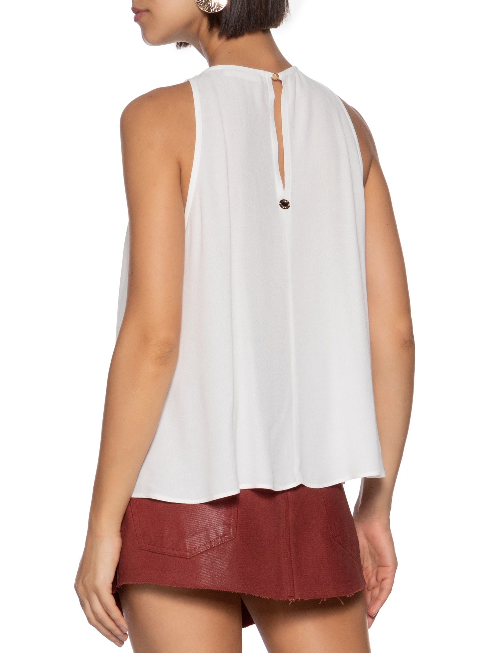 Blusa Feminina Ampla Sem Manga Branco Lança Perfume