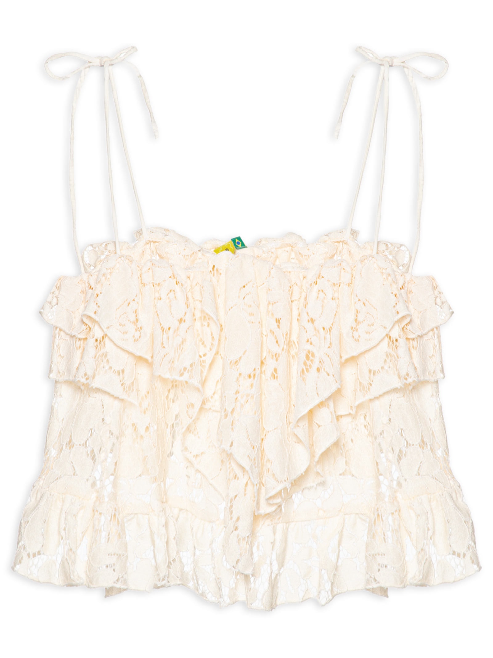 Blusa Feminina Artesanal Babados Bege Farm