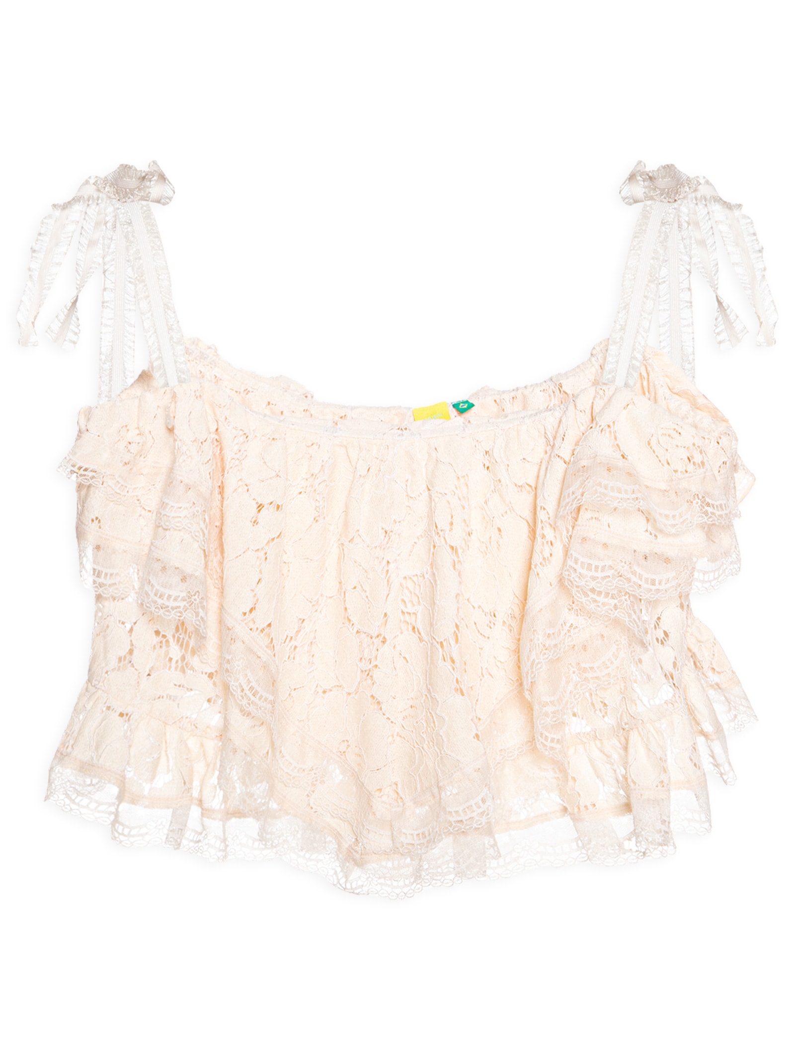 Blusa Feminina Artesanal Babados Bege Farm