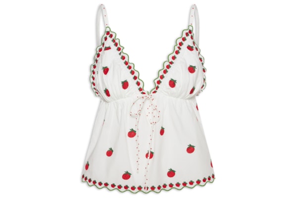Blusa Feminina Artesanal Lenço Tomatinhos - Branco