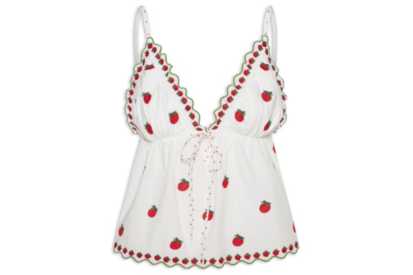 Blusa Feminina Artesanal Lenço Tomatinhos - Branco