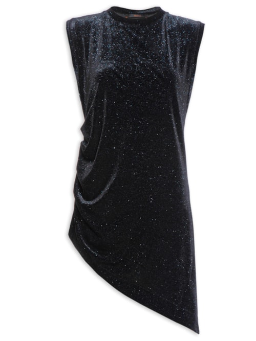 Blusa Feminina Assimétrica Alongada - Preto