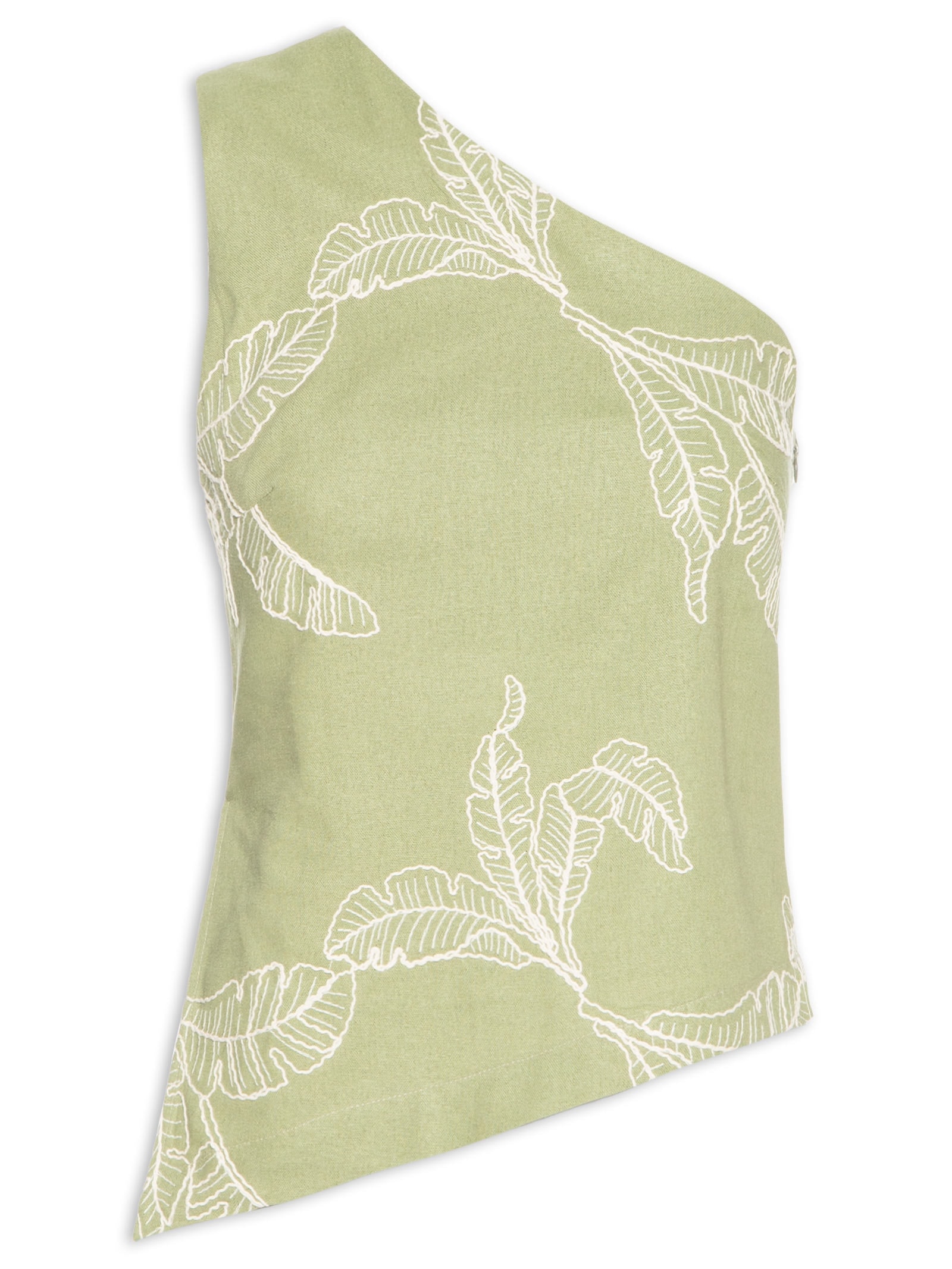Blusa Feminina Assimétrica Bordado Folhas Verde Dress To