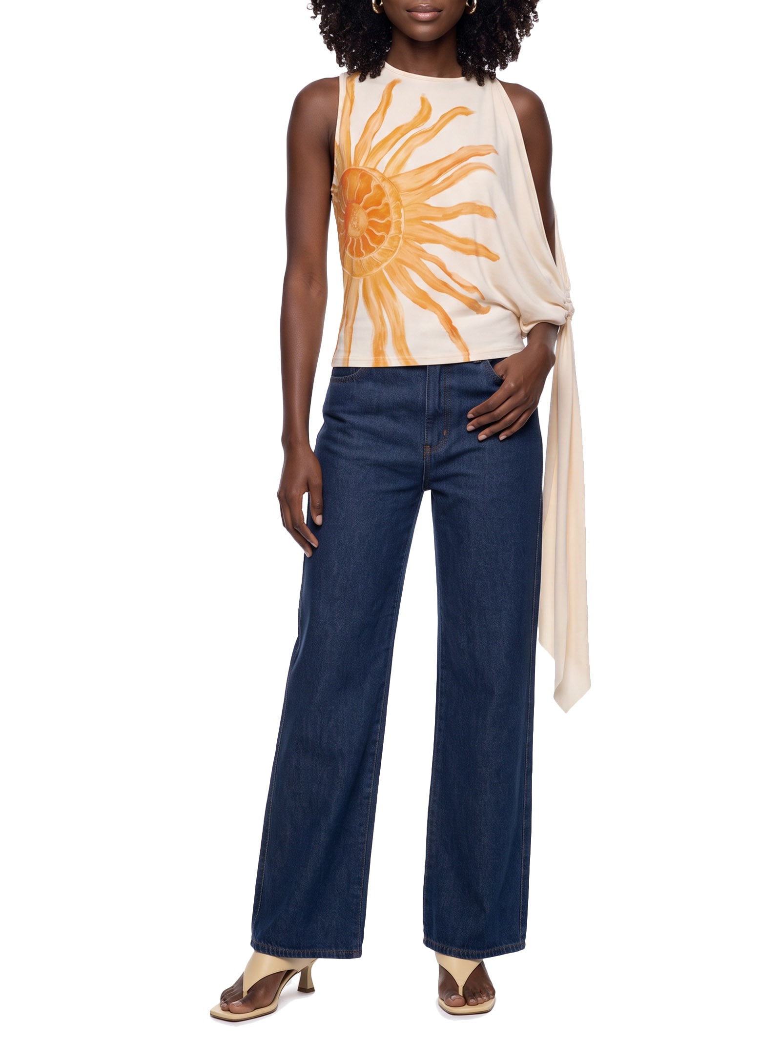 Blusa Feminina Assimétrica Com Amarração Off White My Favorite