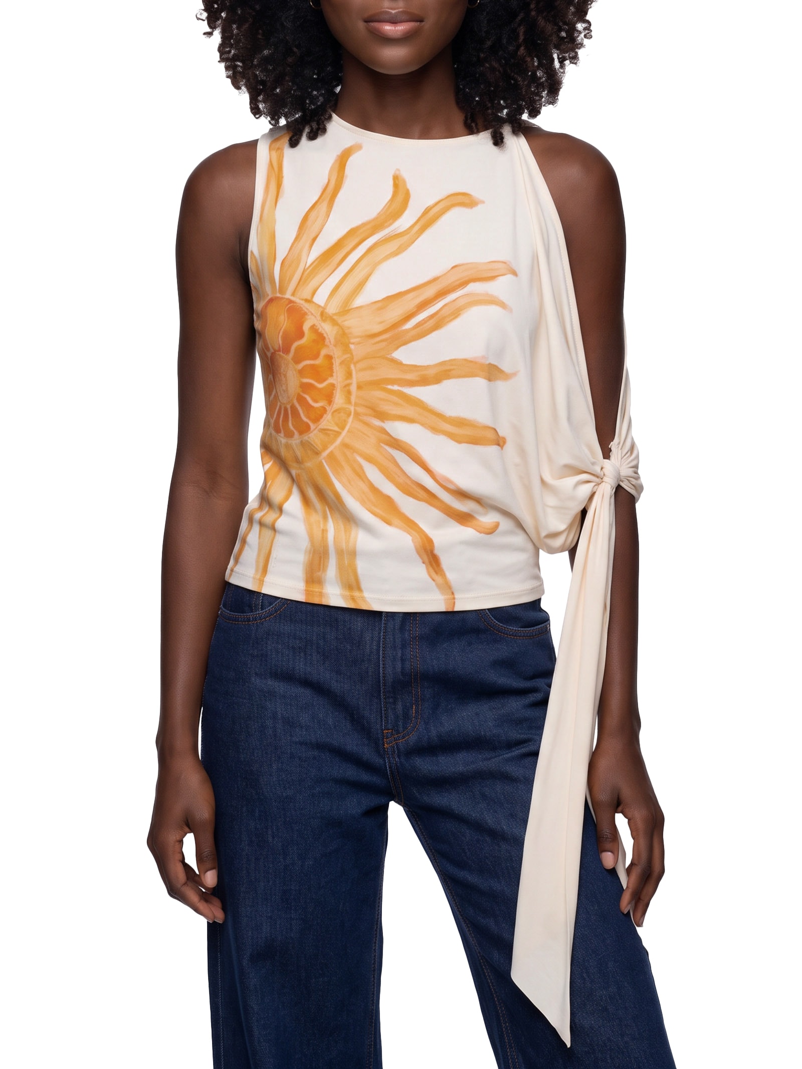 Blusa Feminina Assimétrica Com Amarração Off White My Favorite