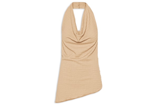 Blusa Feminina Assimétrica Com Decote Degagê - Bege