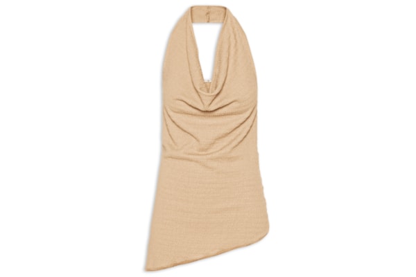 Blusa Feminina Assimétrica Com Decote Degagê - Bege