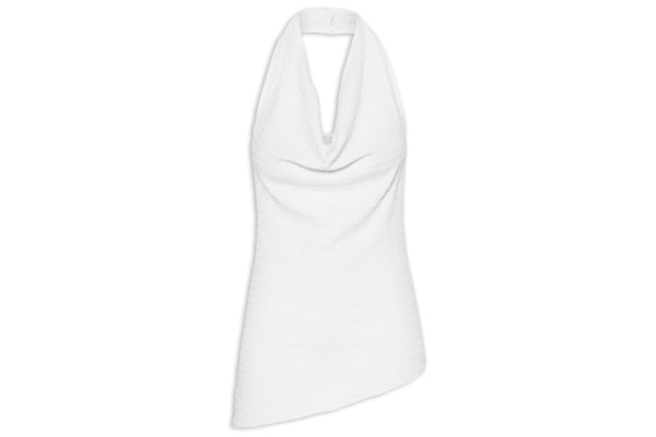 Blusa Feminina Assimétrica Com Decote Degagê - Branco