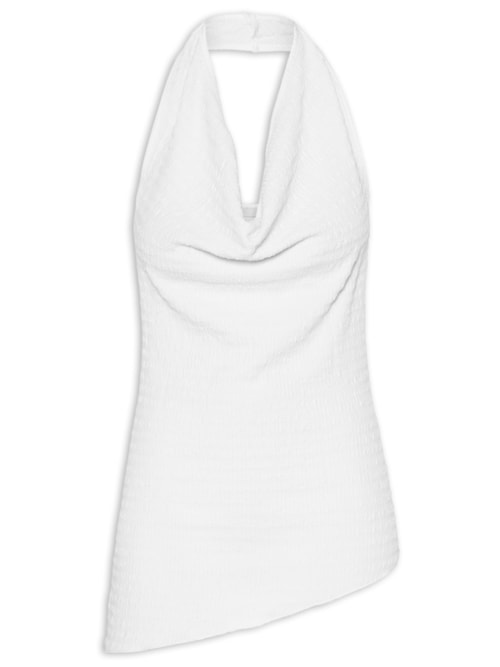 Blusa Feminina Assimétrica Com Decote Degagê – Branco