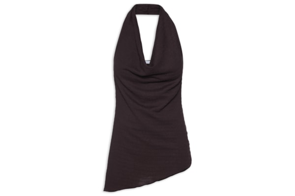 Blusa Feminina Assimétrica Com Decote Degagê - Marrom