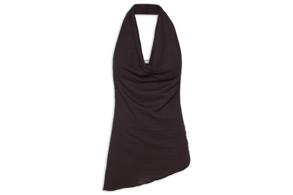 Blusa Feminina Assimétrica Com Decote Degagê - Marrom