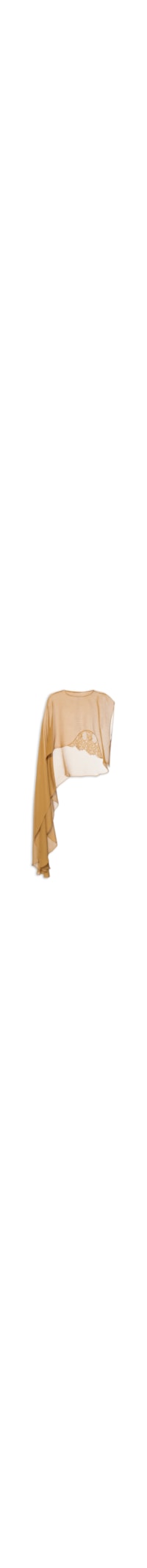 Blusa Feminina Assimétrica Com Renda - Marrom